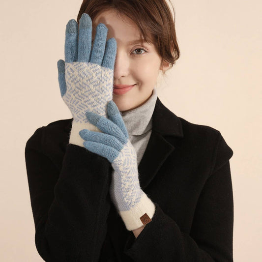 WOMEN'S JACQUARD TOUCH SCREEN FINGERLESS GLOVES_CWAG0416