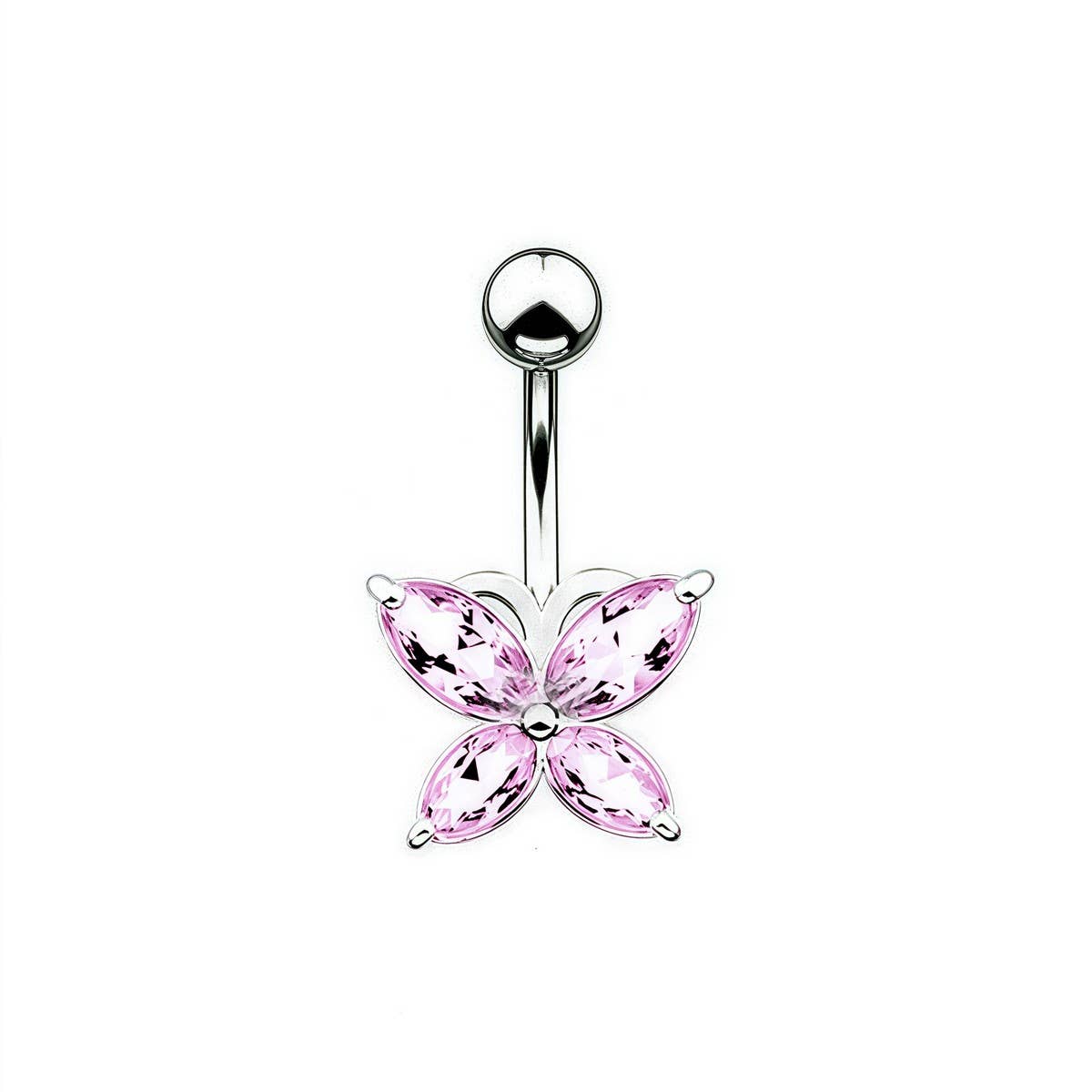 Silver Stainless Steel Butterfly Navel Ring