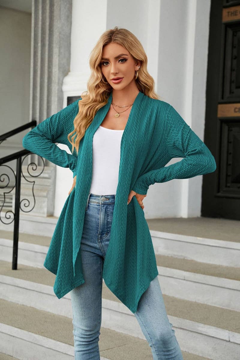 CWOCAL2125_LONG SLEEVE KNIT CARDIGAN WITHOUT BUTTON SHORT