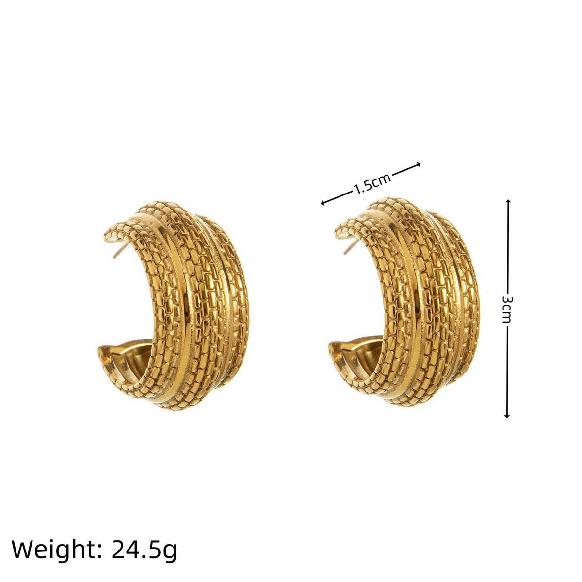 Trendy Irregular Geometric 18K Gold Plated Studs