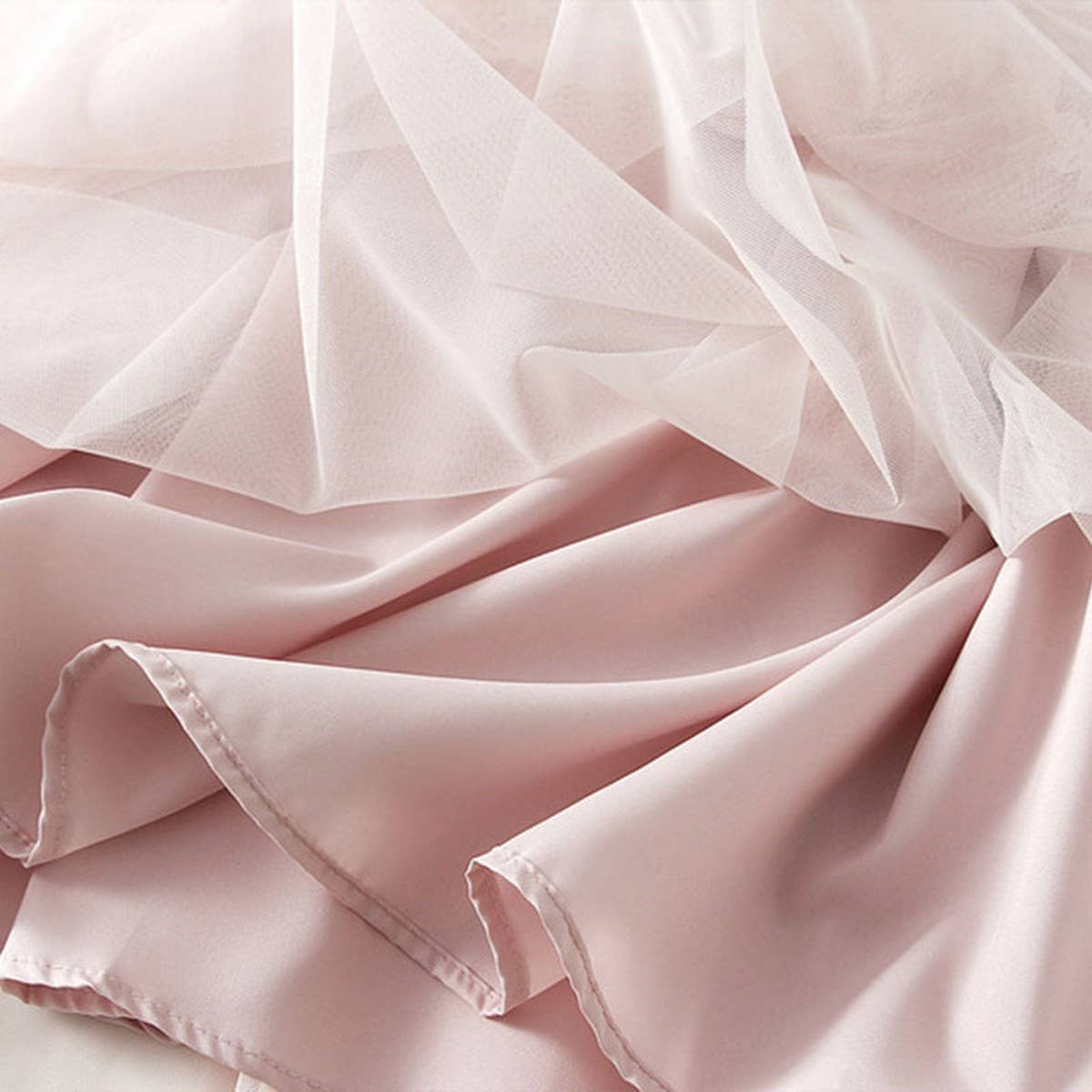 Vintage Pleated Lace Trim Tulle Maxi Skirt