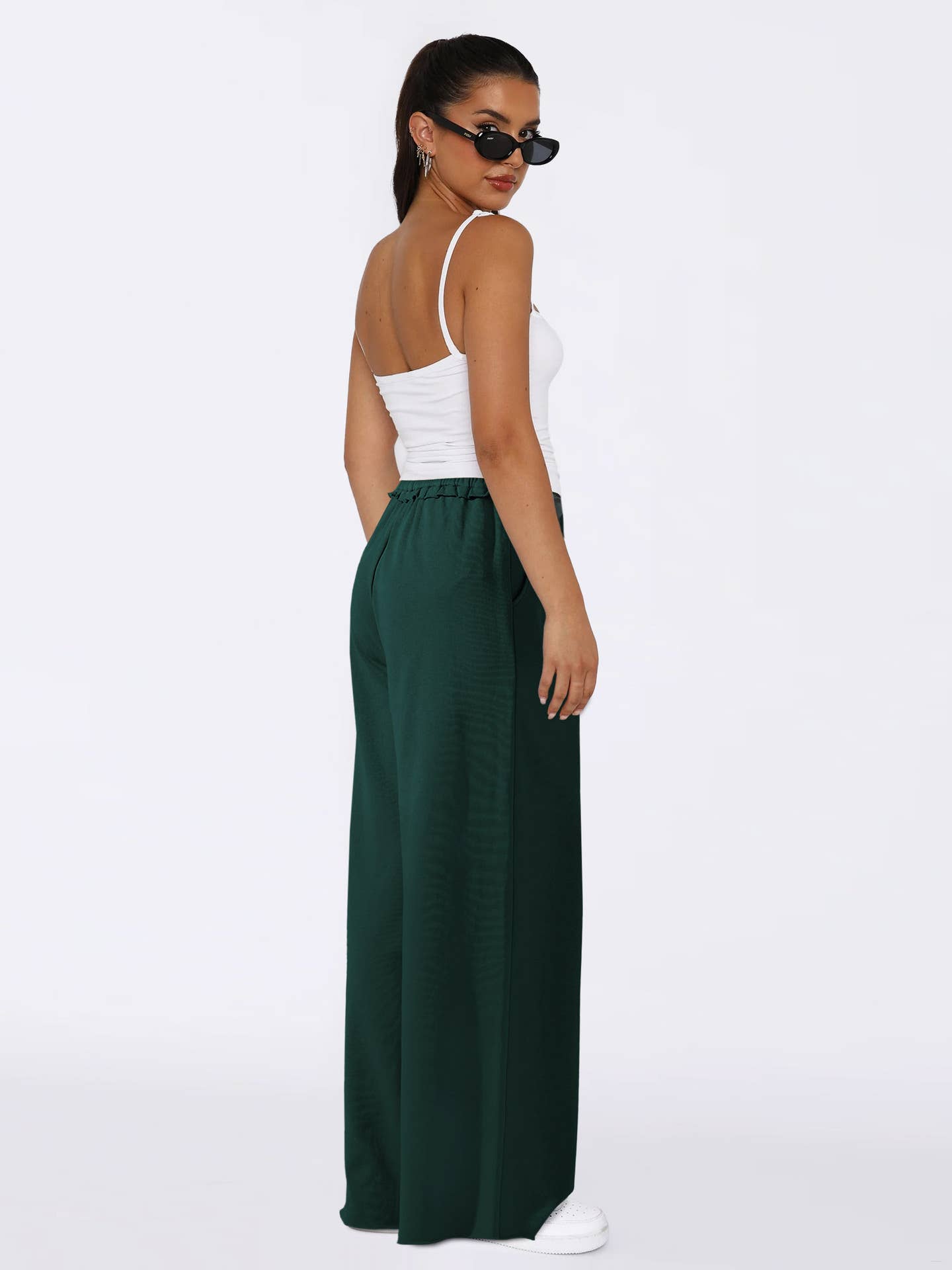 Loose casual lace-up straight-leg casual pants