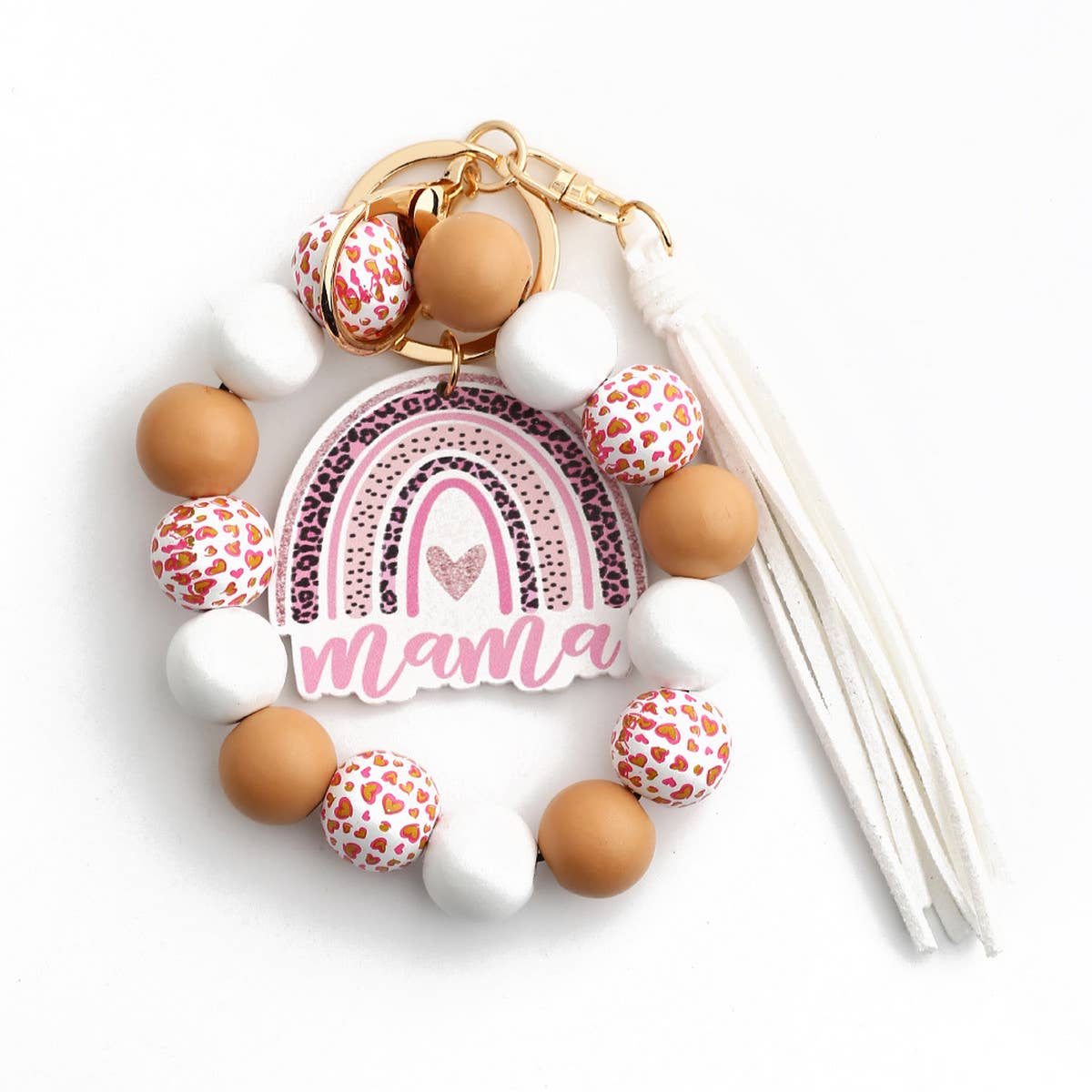 WOODEN BEADS BRACELET SPOT BRACELET KEYCHAIN_CWMM1299