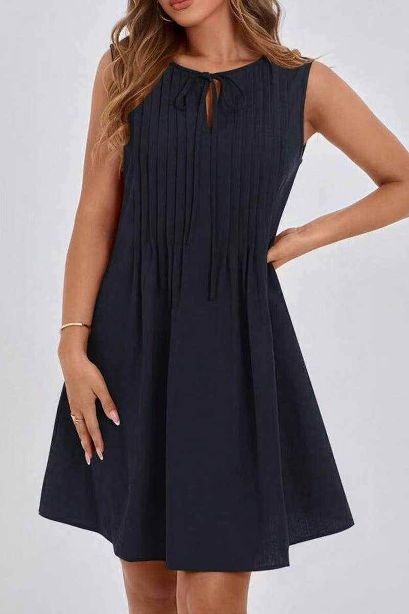 CWDSD10614_SUMMER FASHION SHORT SLEEVELESS RESORT DRESS