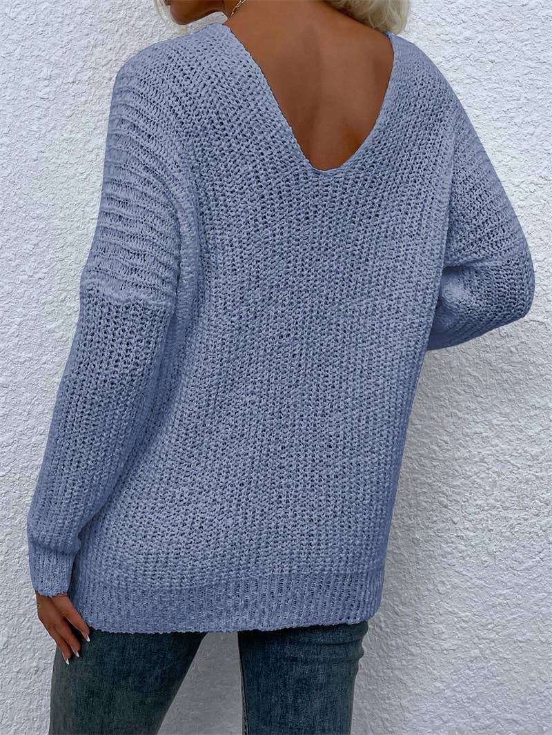 Knitted striped knot dyed hollowed-out jumper