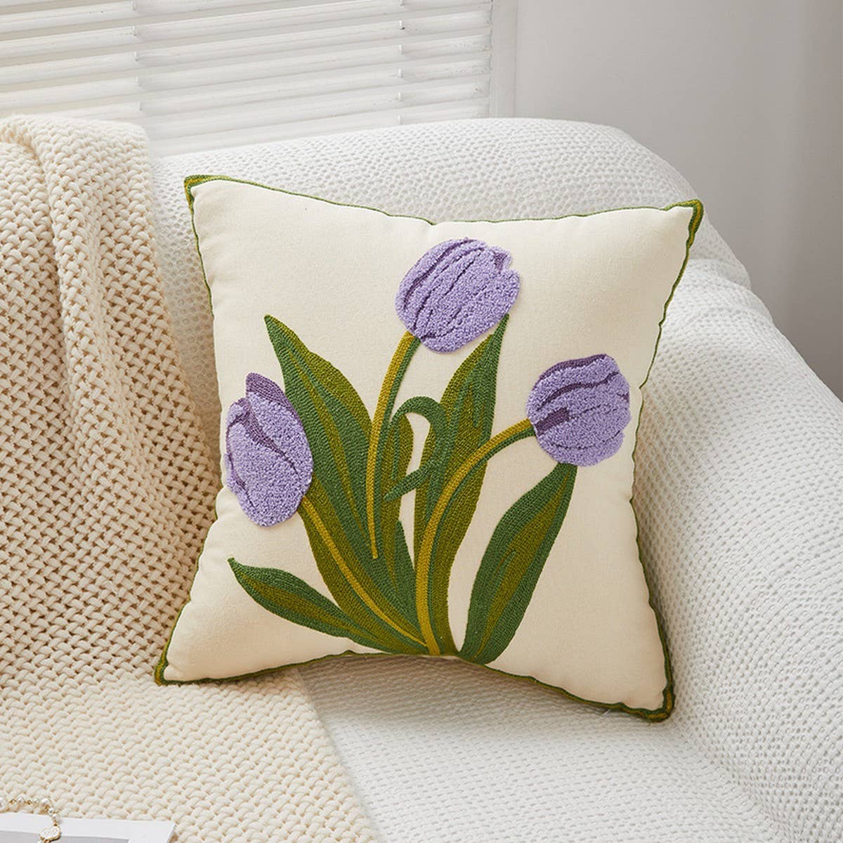 Tulip Pillow Cover Cute Sofa Bed Waist Cushion