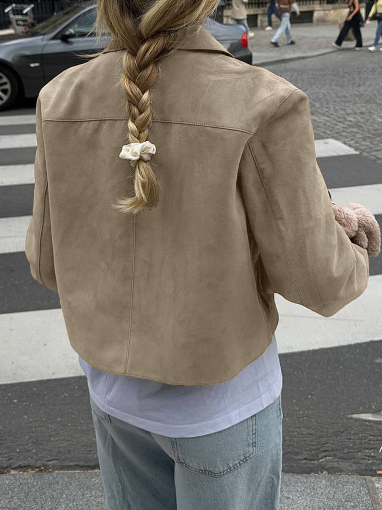 Single-breasted solid-color long-sleeved jacket