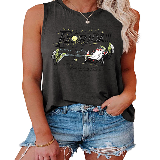 Trendy Loose Fit Tank, Funny Print for Women