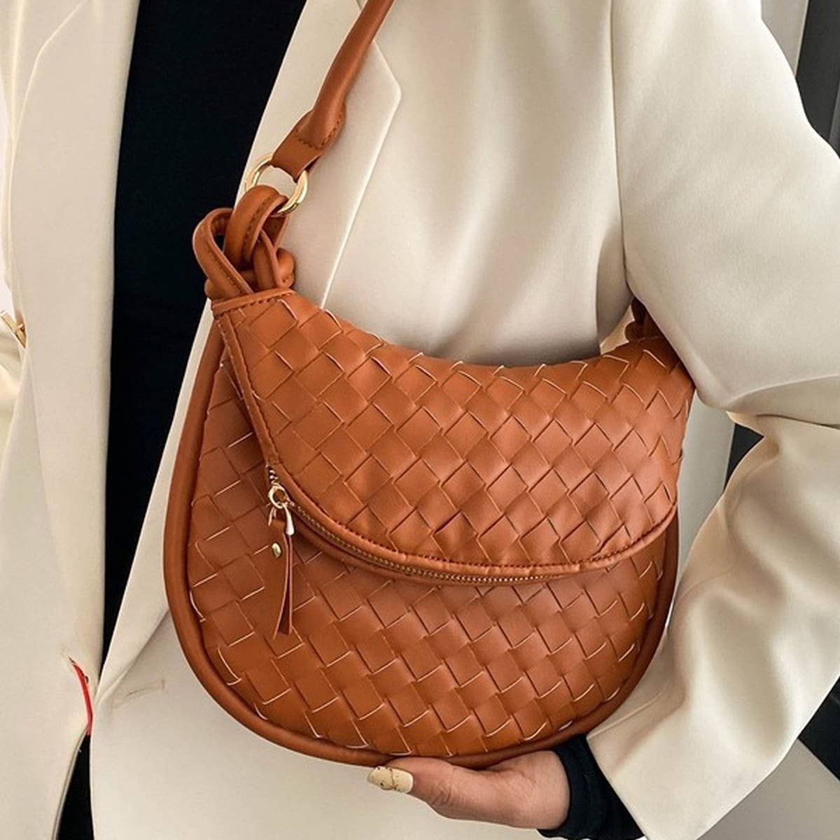 HANDMADE STRAW BAG FASHION ONE-SHOULDER ARMPIT BAG_CWAB1912