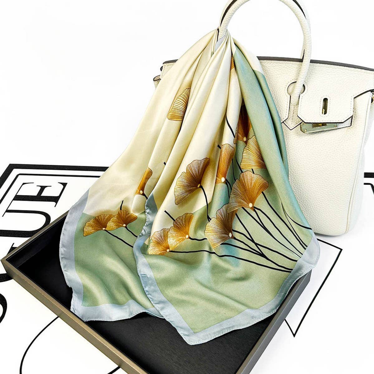 Elegant Polka Dot Satin Silk Scarf