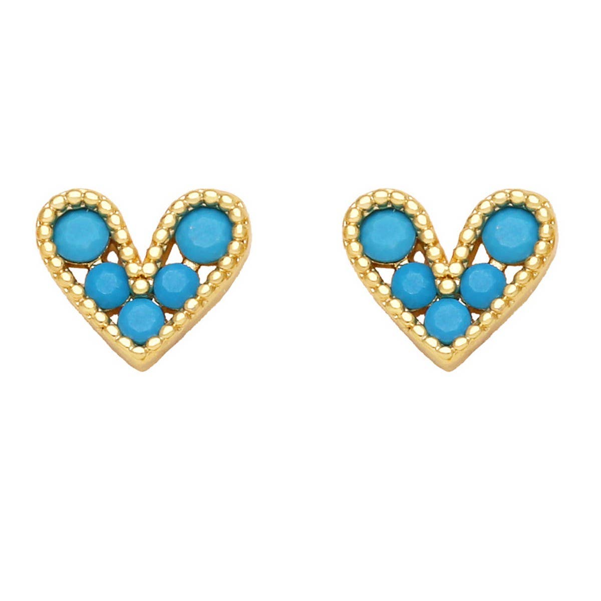 MINI COLORED ZIRCON HEART SHAPED EARRINGS