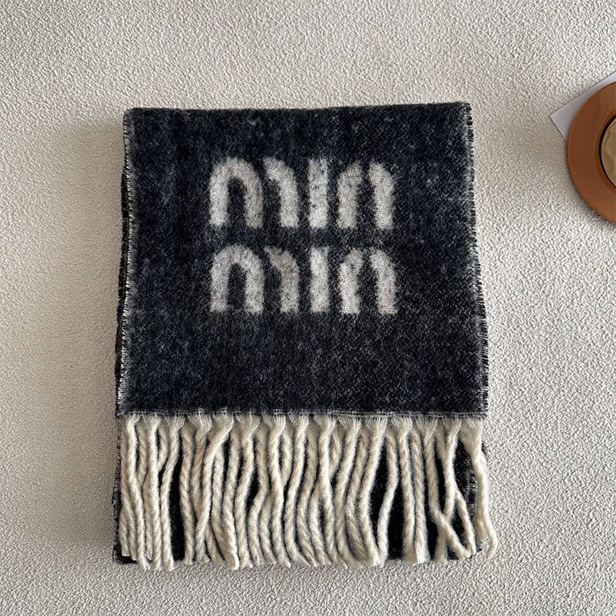 Letter Jacquard Wool Blend Reversible Scarf