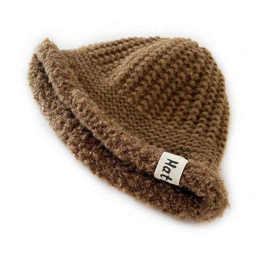 2-6 YEARS OLD PLUSH BRIM BUCKET HAT KNITTED HAT_CWAH2044