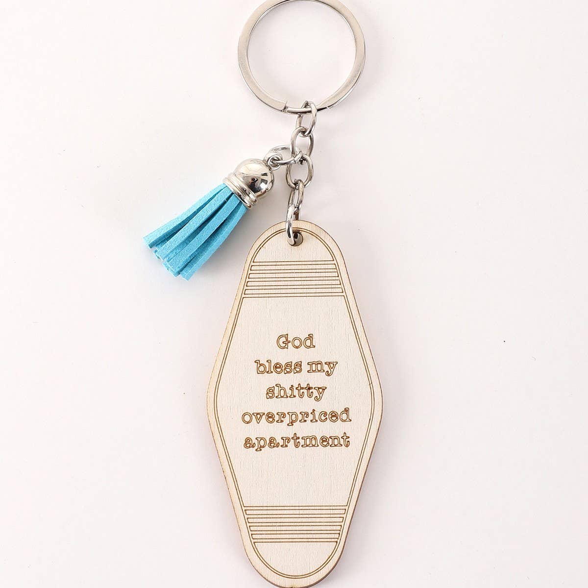 LETTER ENGRAVED WOODEN KEYCHAIN