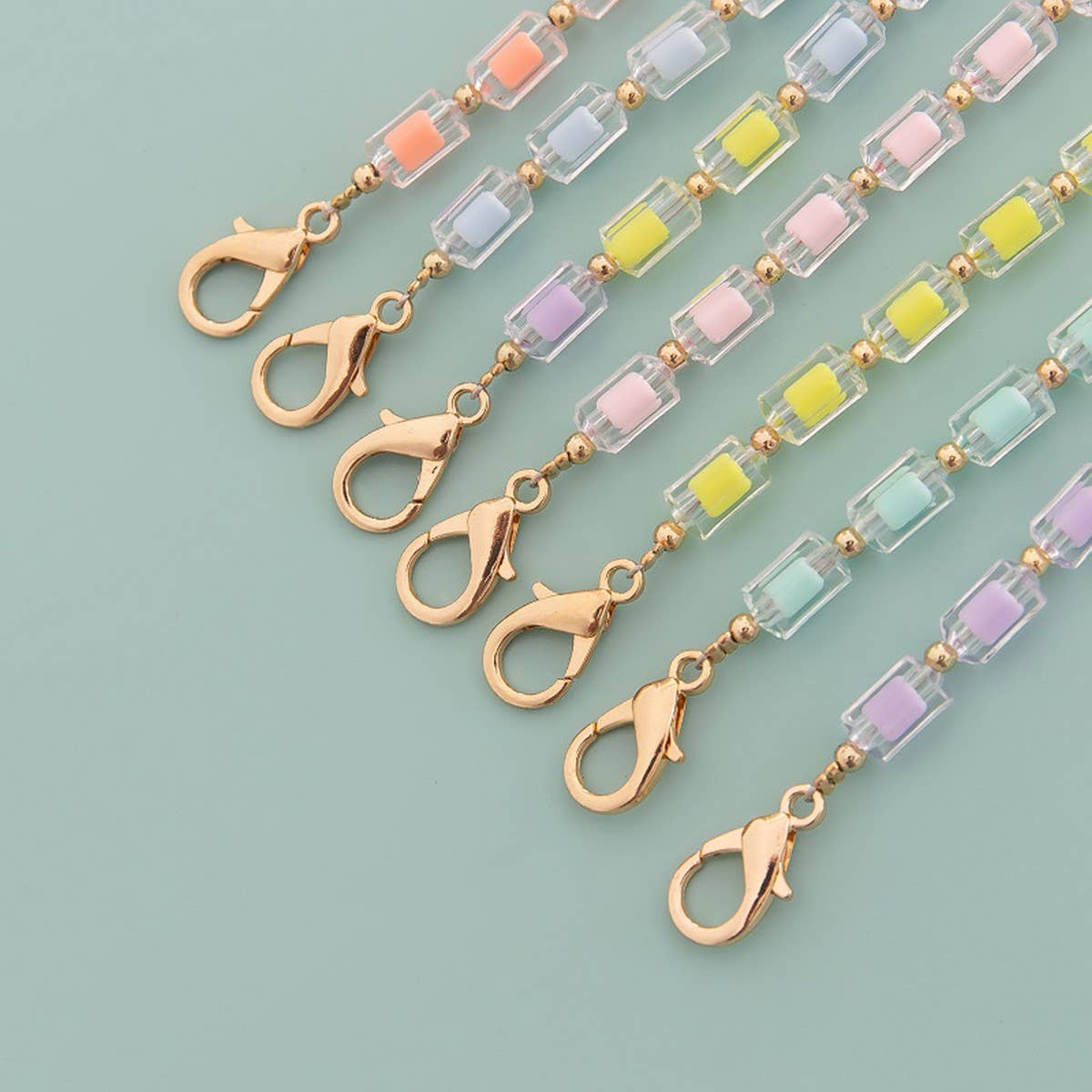 Rainbow Bead,Long Beaded Chain Bag Strap_CWMM5114