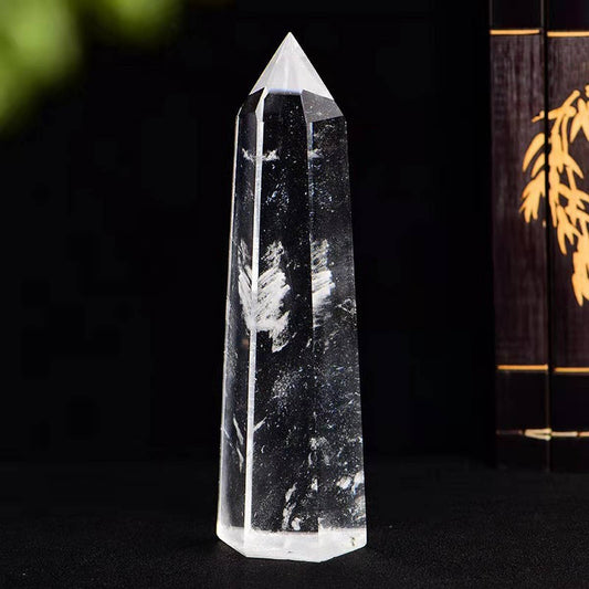 Clear Quartz Crystal Point Hex Tower