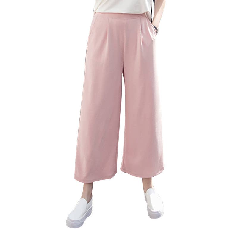 MID-RISE PANTS CROPPED CASUAL STRAIGHT LEG PANTS