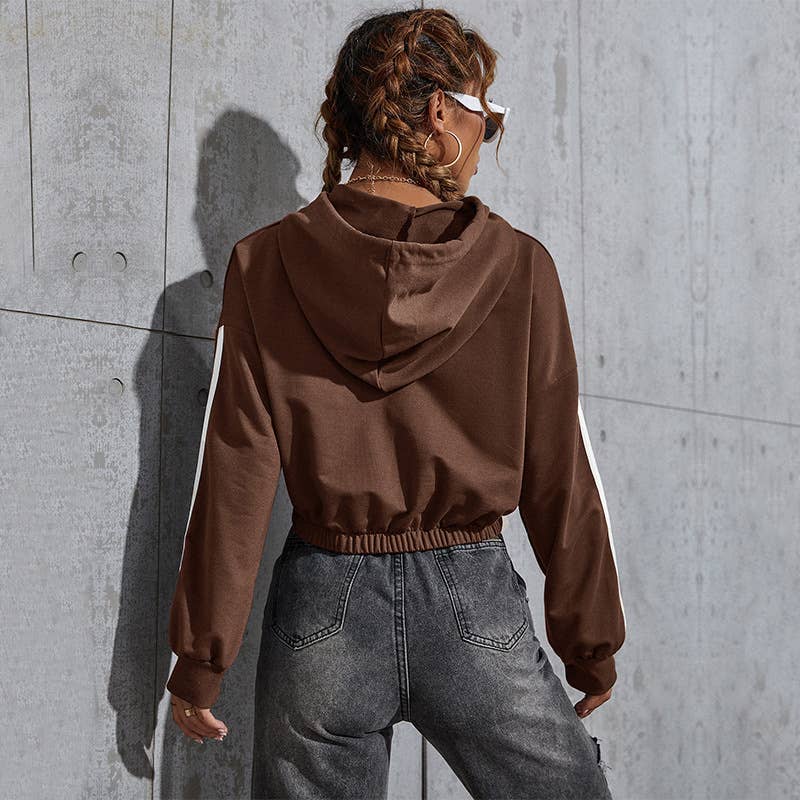 SHORT COLOR MATCHING HOODIE SHORT HOODIE