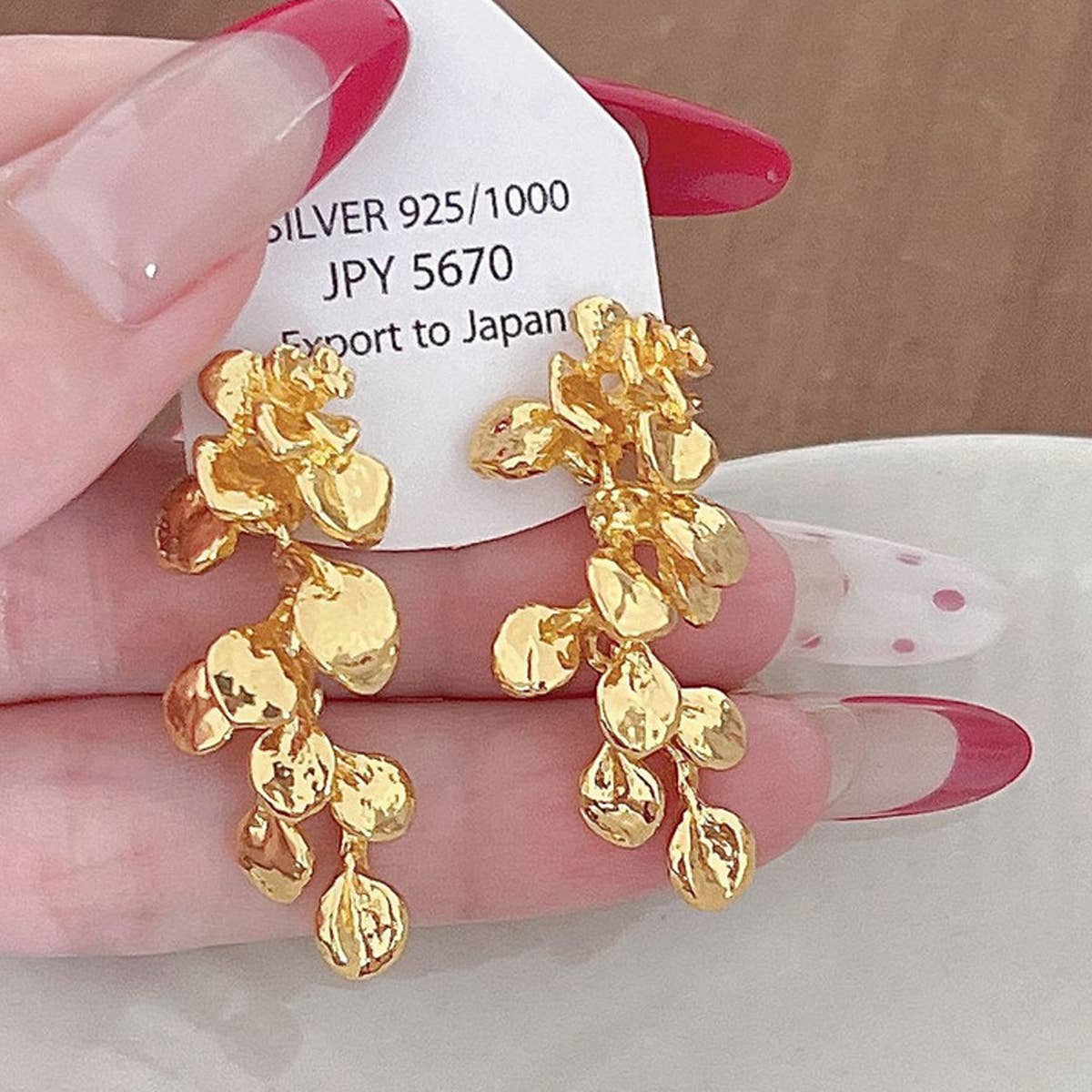 LEAF TASSEL FLOWER EARRINGS_CWAJE2045