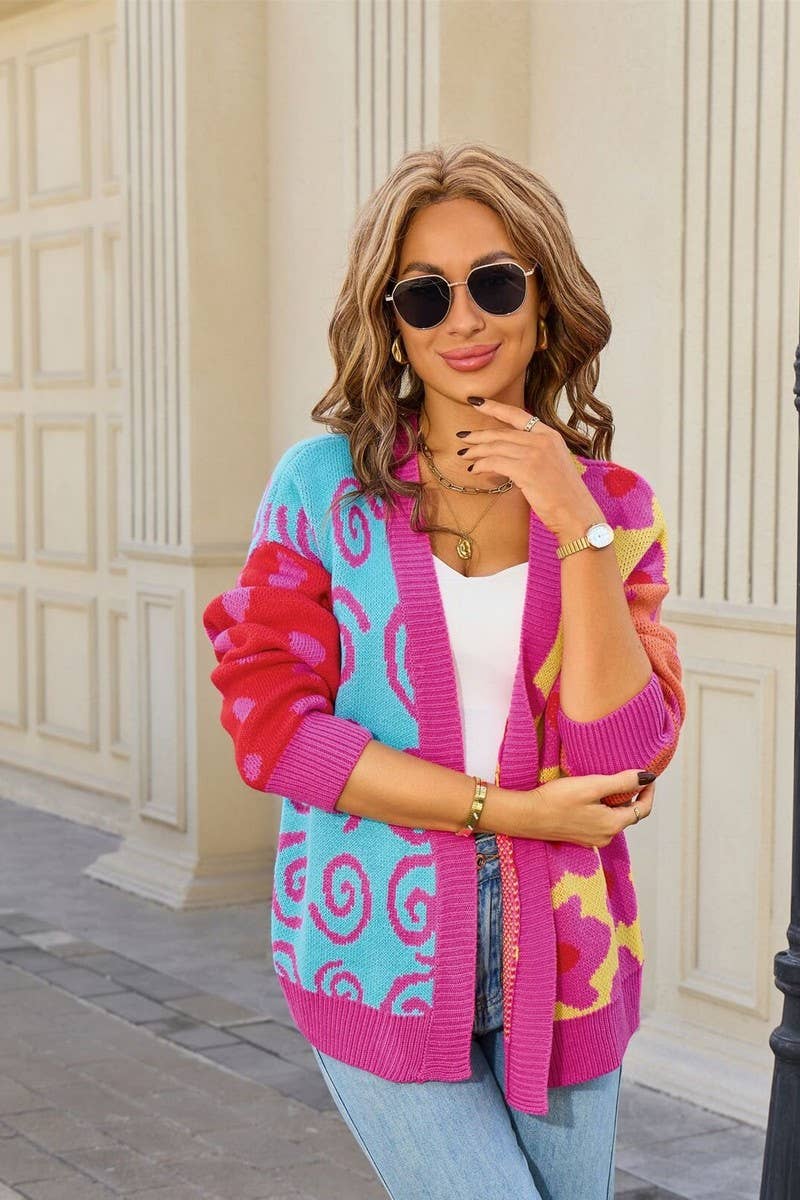 CWOCAL00804_HEAVY COLOR CASUAL KNIT CARDIGAN