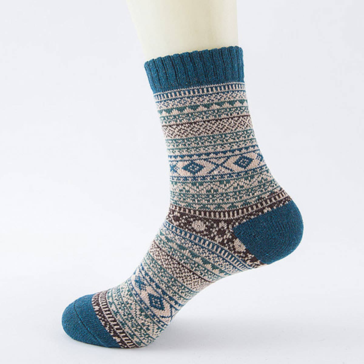 ALPACA VINTAGE FLORAL PATTERN CREW SOCKS_CWMS0205
