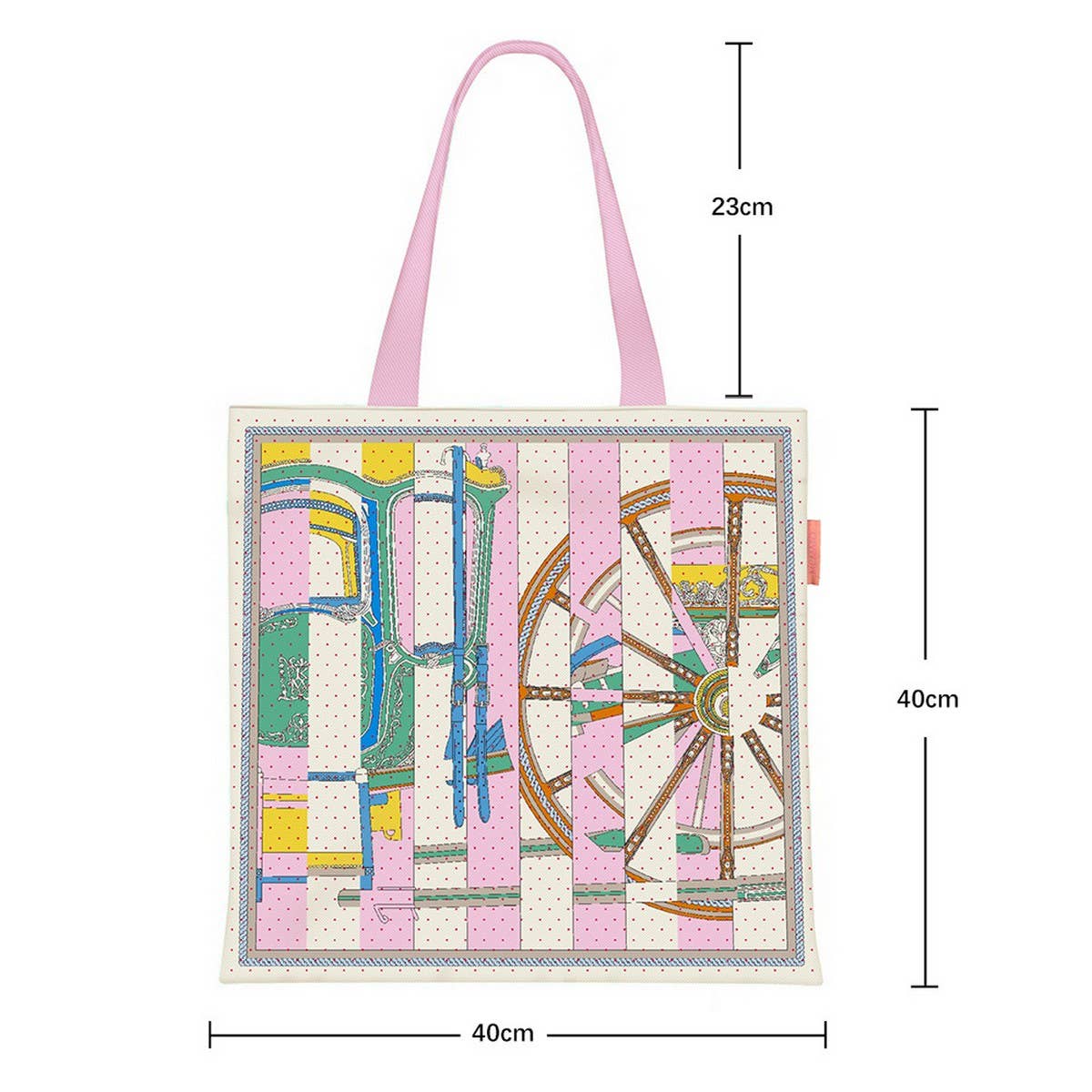 Colorblock Carriage Canvas Tote for Women_CWAB5130