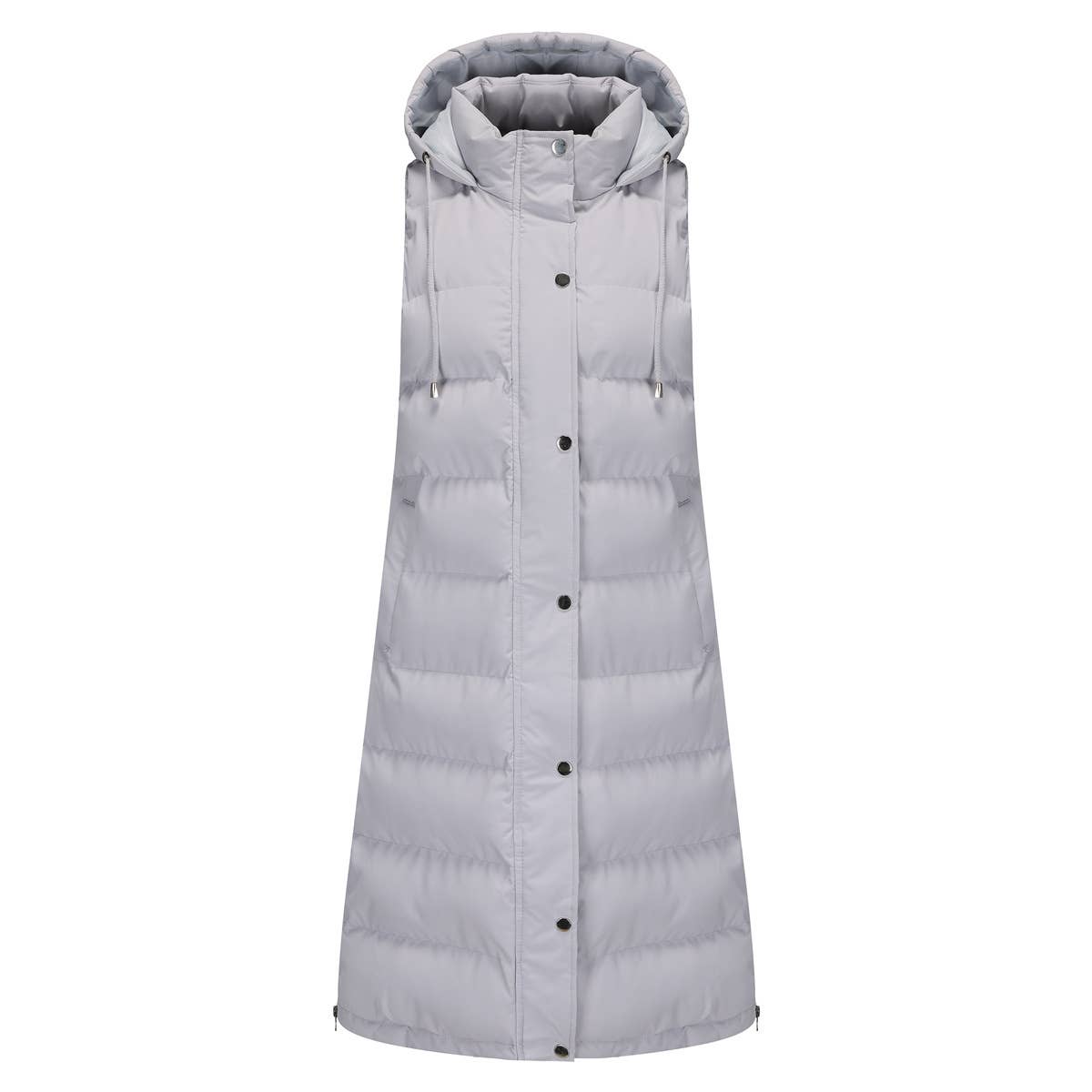 Solid-color hooded sleeveless cotton-padded vest