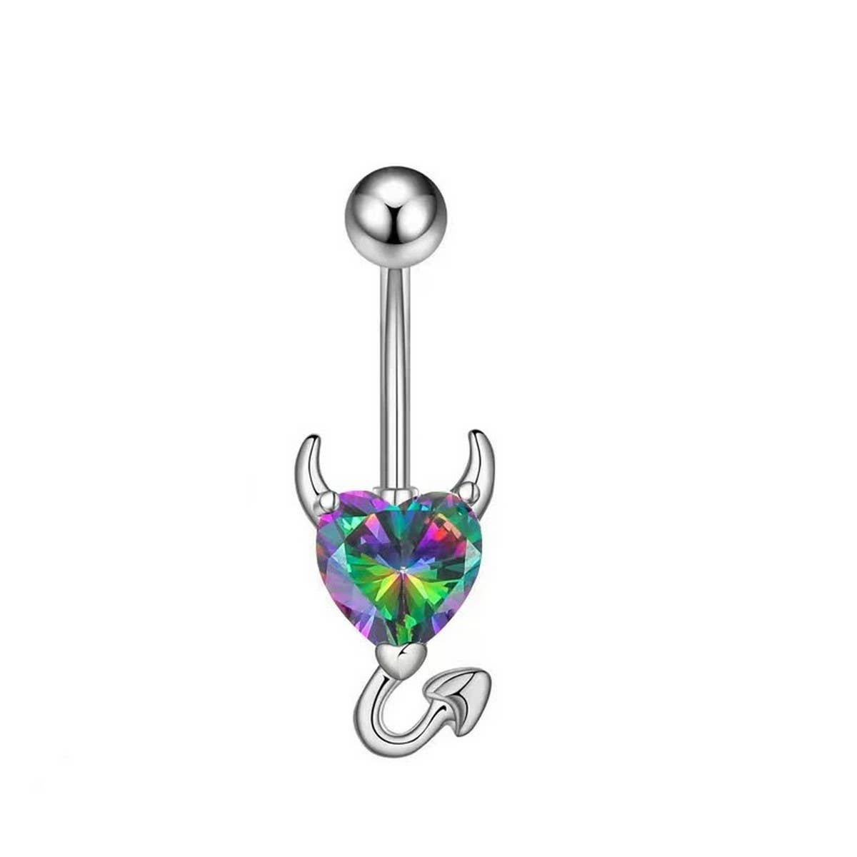 Devil Heart Zircon Belly Button Piercing Ring