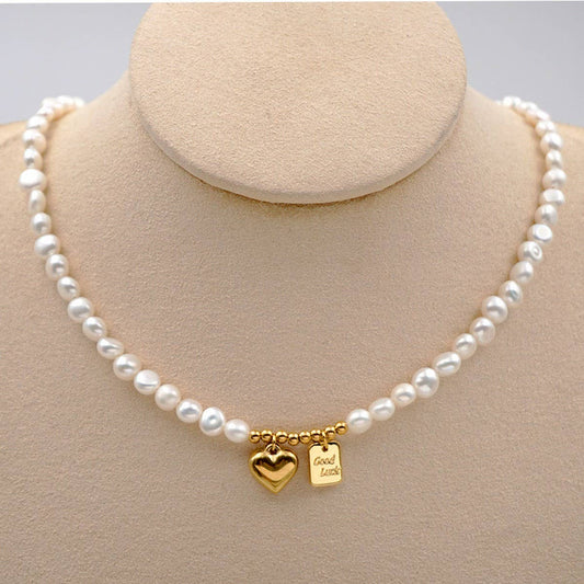 NEW GOOD LUCK BRAND PEARL CLAVICLE NECKLACE