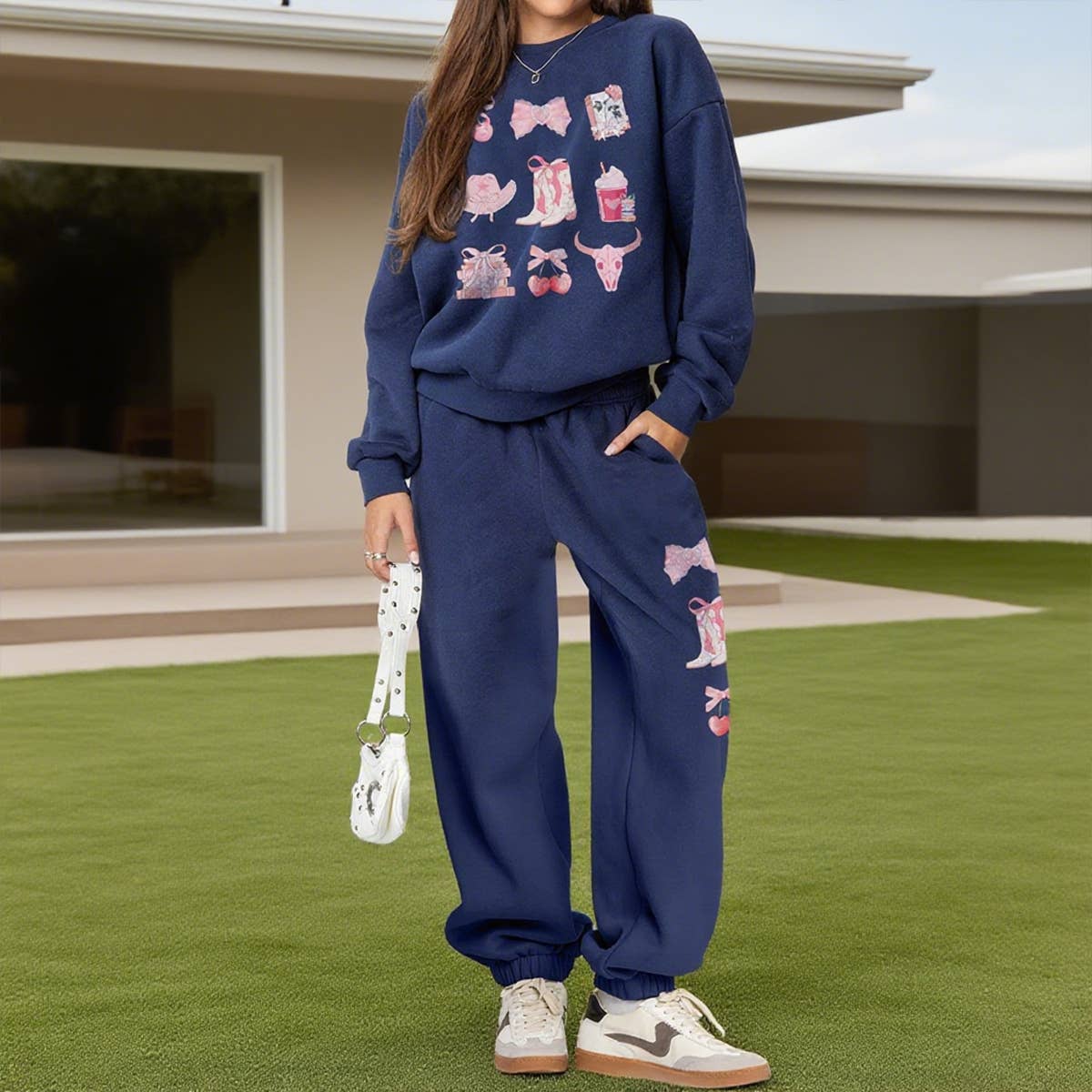 loose hoodie fashion casual wide-leg pants set