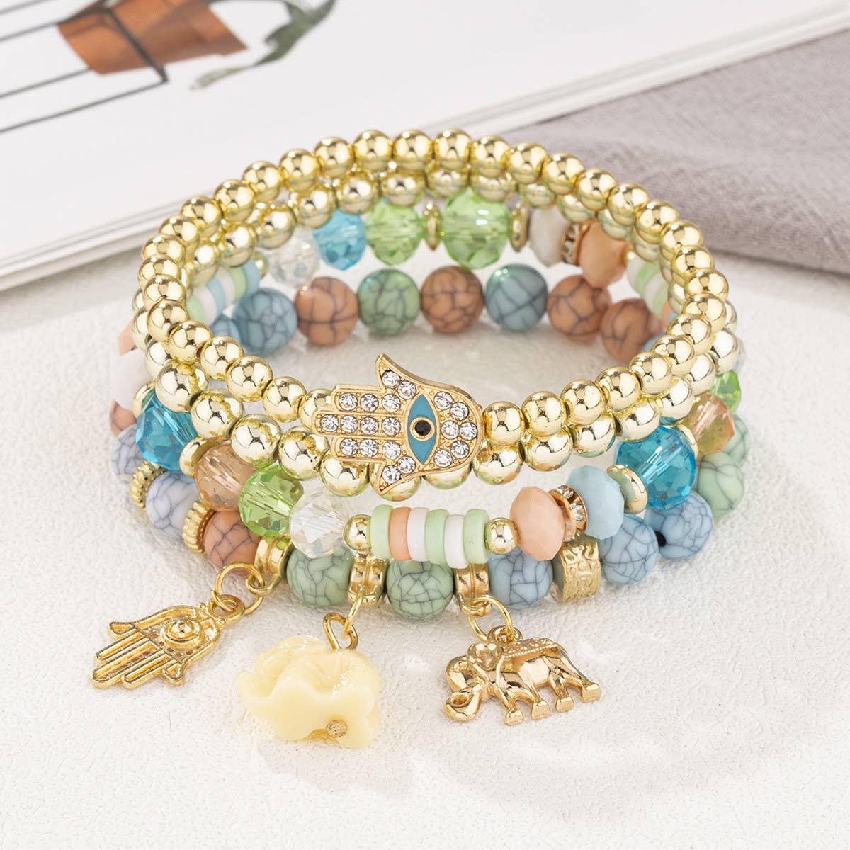 TASSEL MULTI-LAYER MIXED COLOR BEADED BRACELET