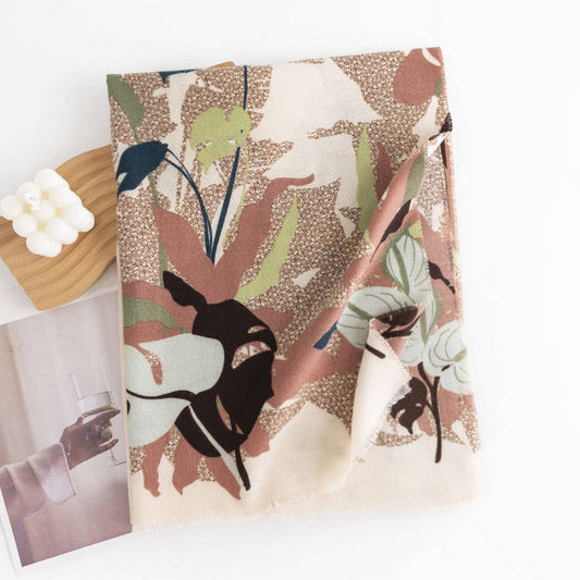 Floral Scarf - Elegant Vintage Winter Wrap