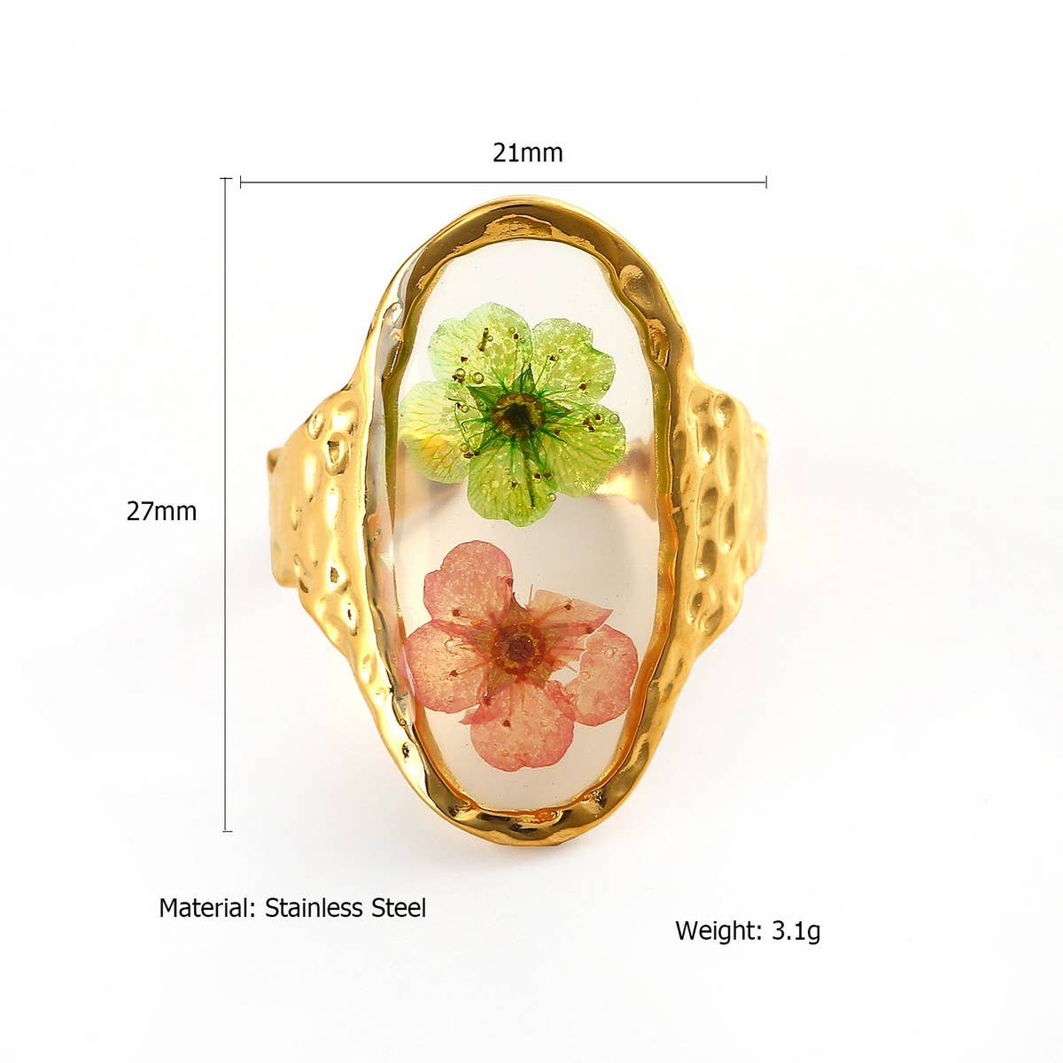 Open Adjustable Steel Ring with Dried Flowers_CWMM8930