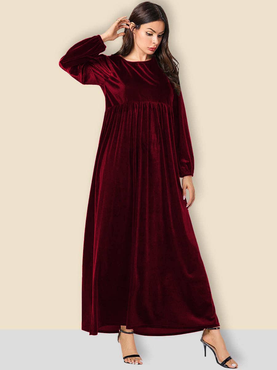 Fashionable round-neck velvet loose dress