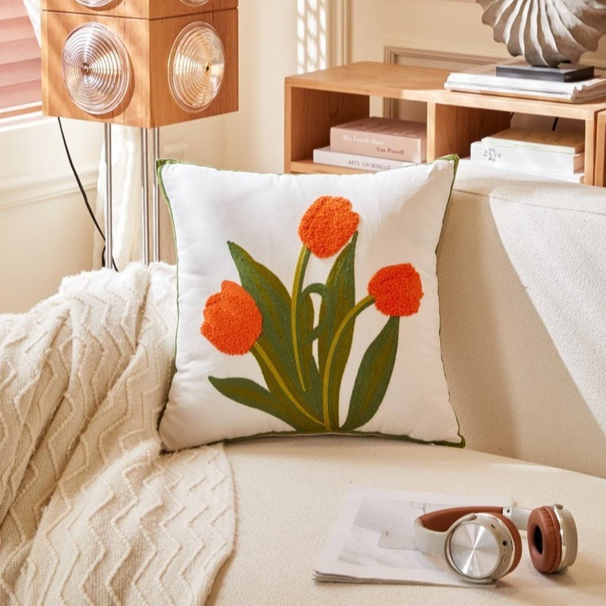 DAISY FLORAL TUFTED PILLOW COVER COTTAGE CHIC DECOR_CWMM7686