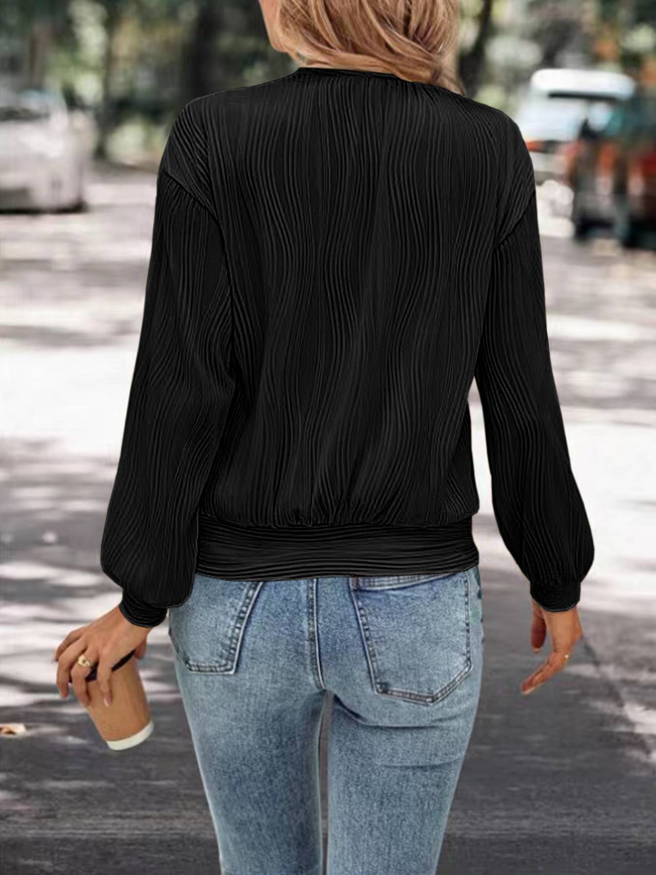 DROP SHOULDER ROUND NECK KNIT SOLID COLOR T-SHIRT