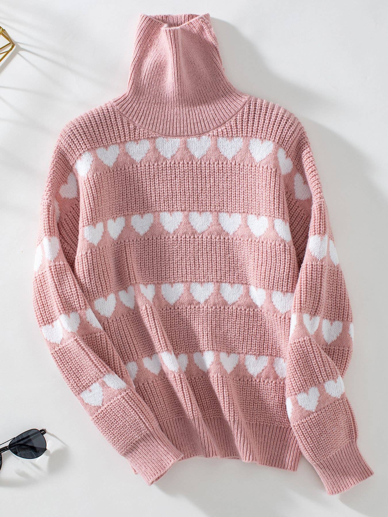 Lapel love pullover fashion long-sleeved sweater