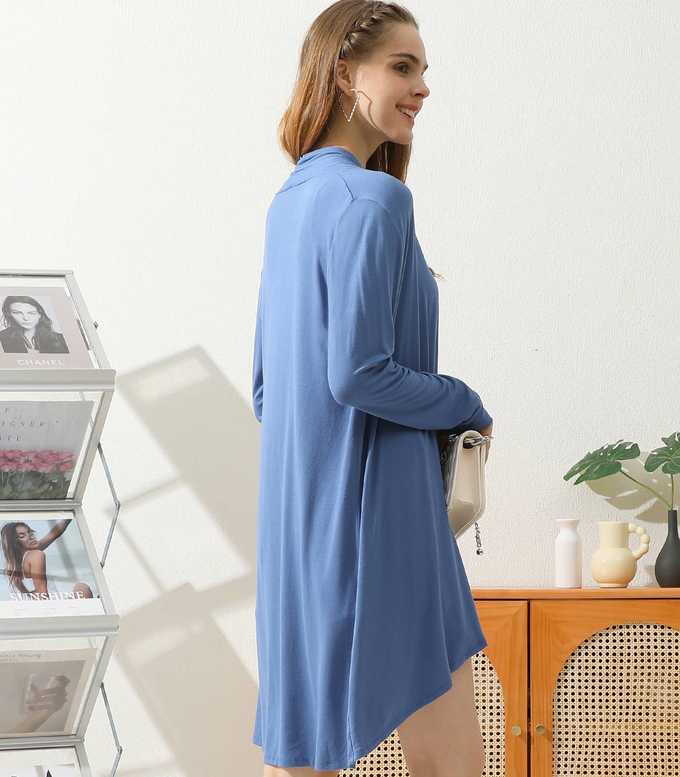 AWTL074_Long Sleeve Casual Open Front Long Cardigan