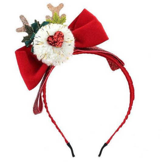 Fuzzy Red Bow Christmas Headband for Women