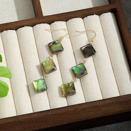 FASHIONABLE ABALONE DIAMOND TASSEL EARRINGS_CWMM4341