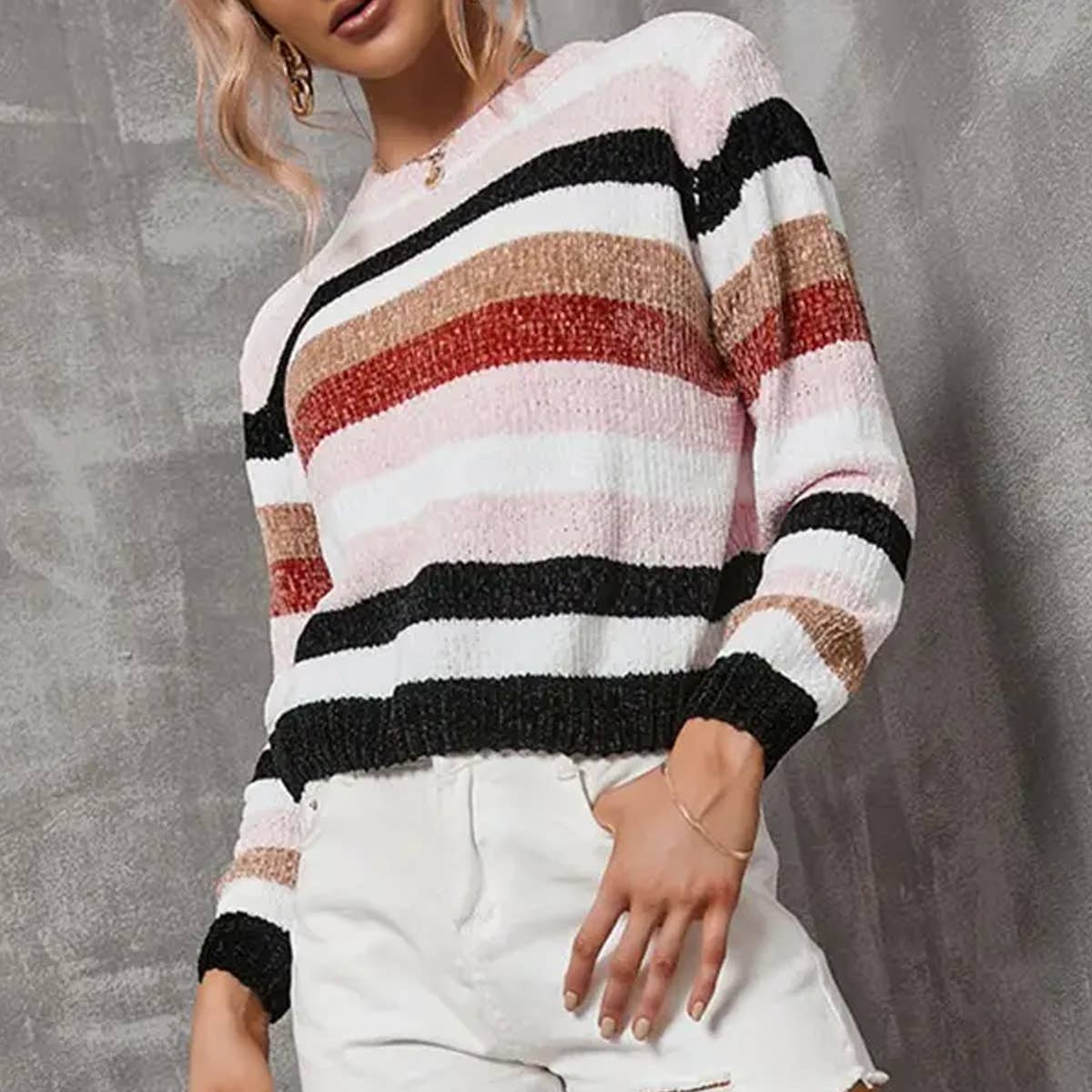 Knit patchwork cashmere sweater