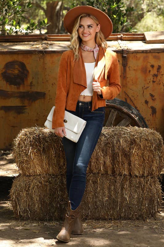 CWOJA189_IN WATERFALL FAUX SUEDE JACKET