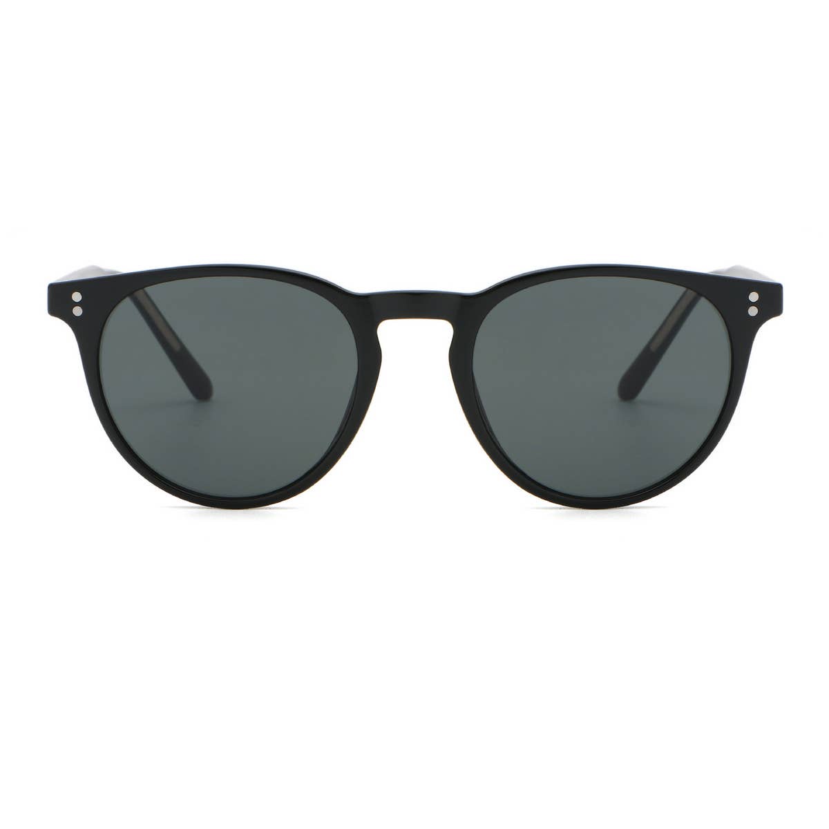 FASHIONABLE FAUX ACETATE ROUND FRAME SUNGLASSES