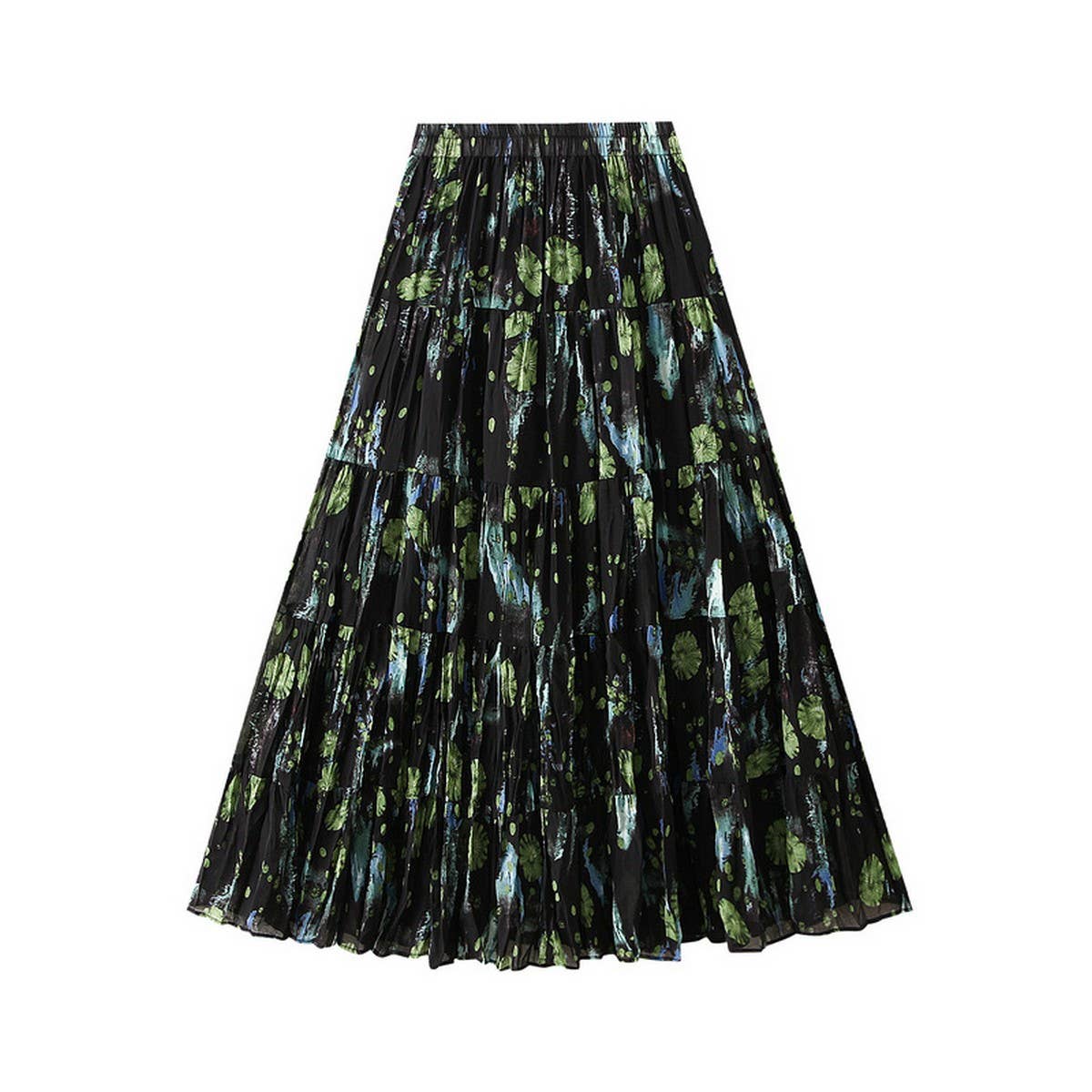 Vintage Floral High-Waist A-Line Flared Skirt