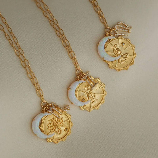 Micro-paved Zirconia Zodiac Pendant Necklace