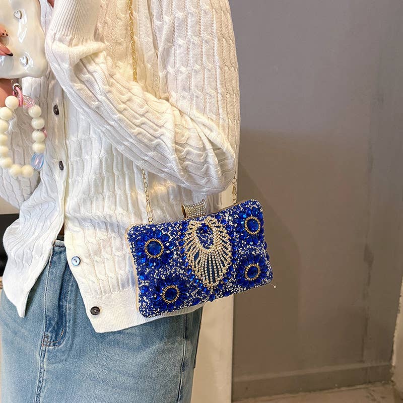 Fashionable rhinestone retro single-shoulder bag