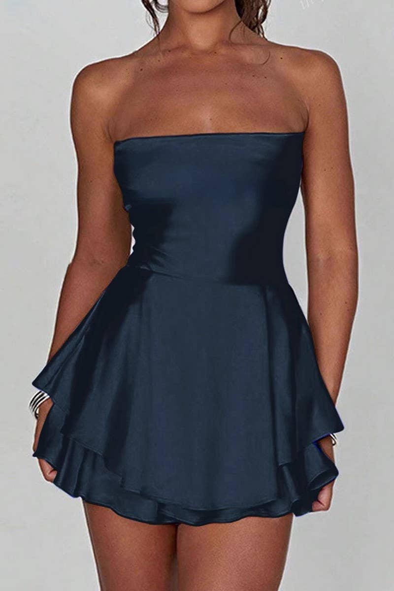 CWDSD7854_SUMMER TUBE TOP BACKLESS DRESS