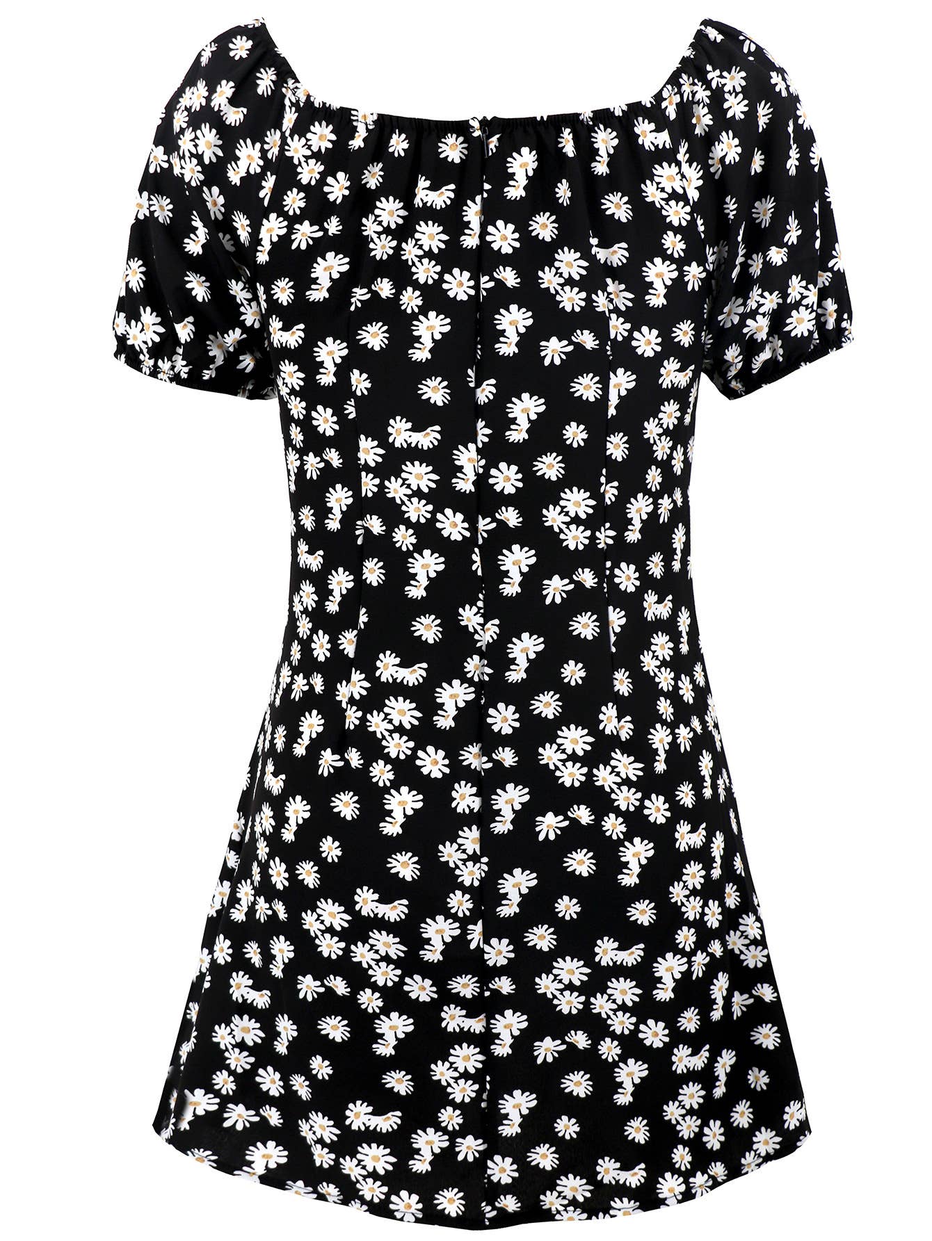 Sexy Short Fitted Floral Balloon Sleeve Dress