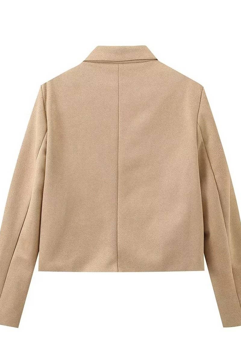 CWOCO1074_LAPEL LARGE BUTTON SUEDE SHORT JACKET