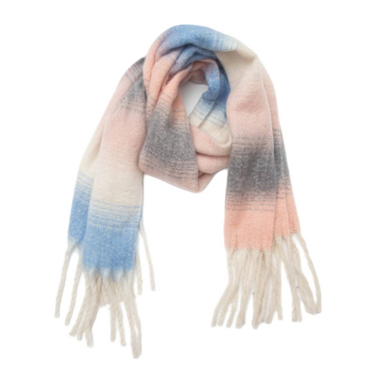 Gradient Chunky Tassel Scarf - Autumn and Winter